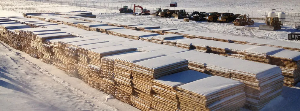 Stacks of mats in the Canadian Matting yard