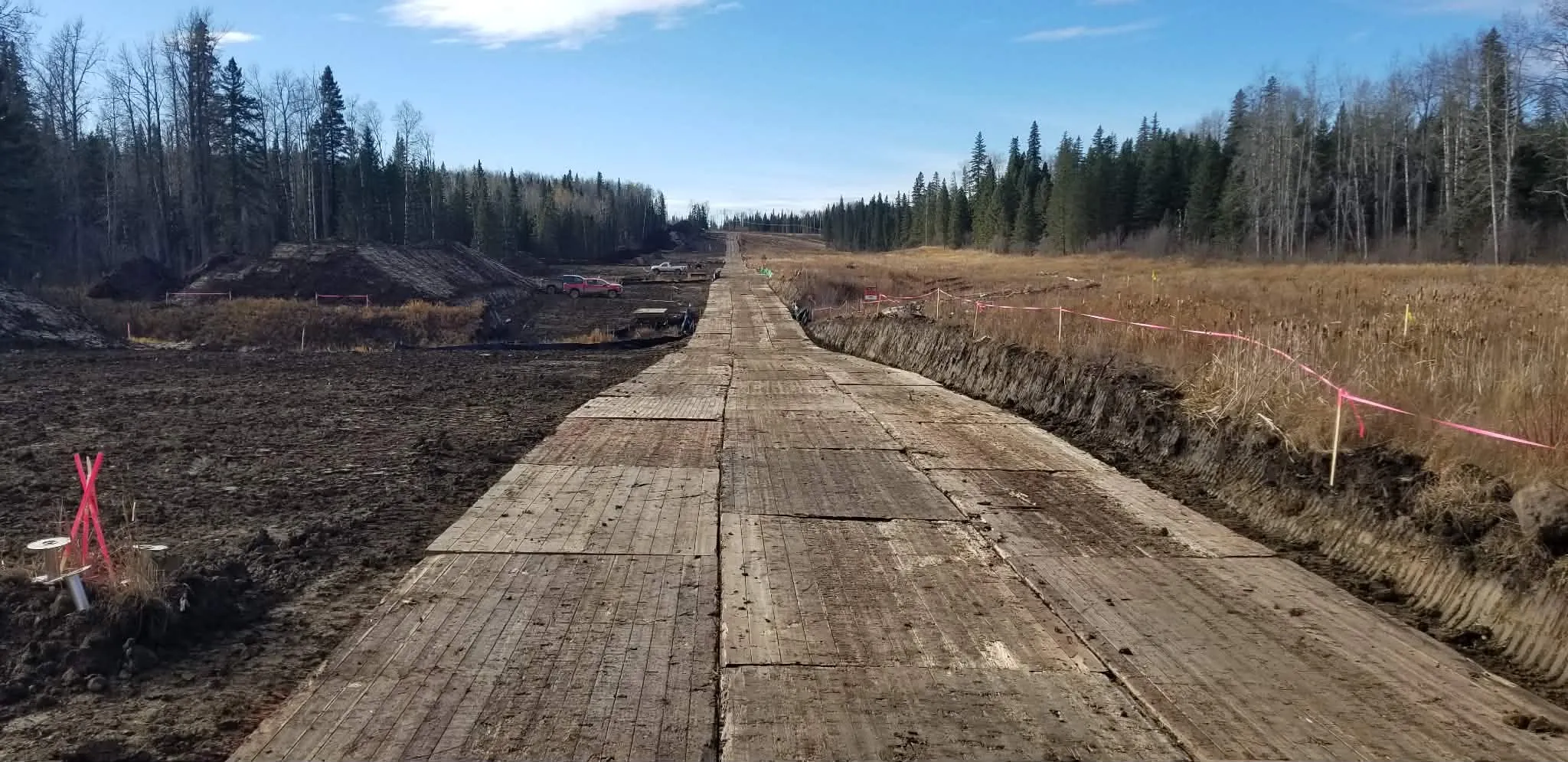 Access matting on cleared ground